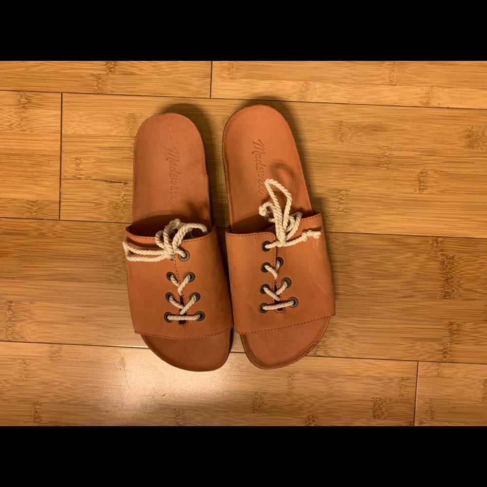 Madewell lace up pink slides